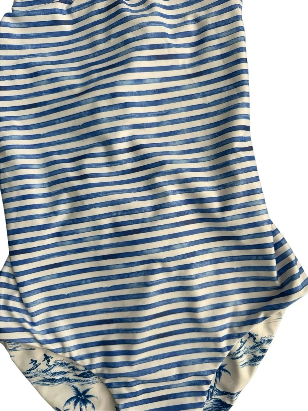 Seafolly Girls' Reversible High Neck Tank One Piece Swimsuit Tropical Vibes Blue